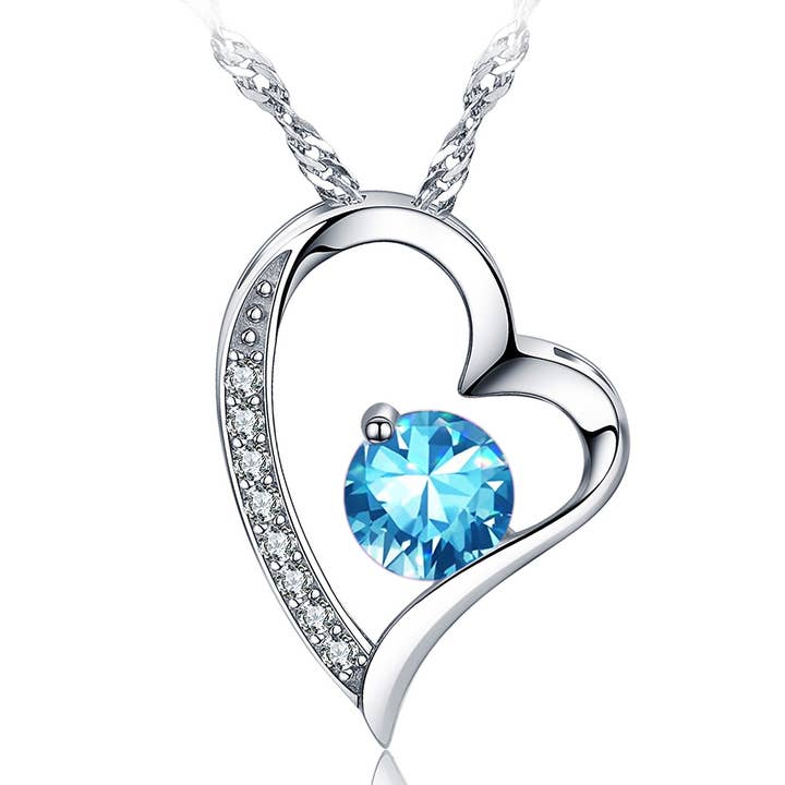 18K witgoud verguld 1.1ct creëer aquamarijn hart ketting voor wholesale door Sephla