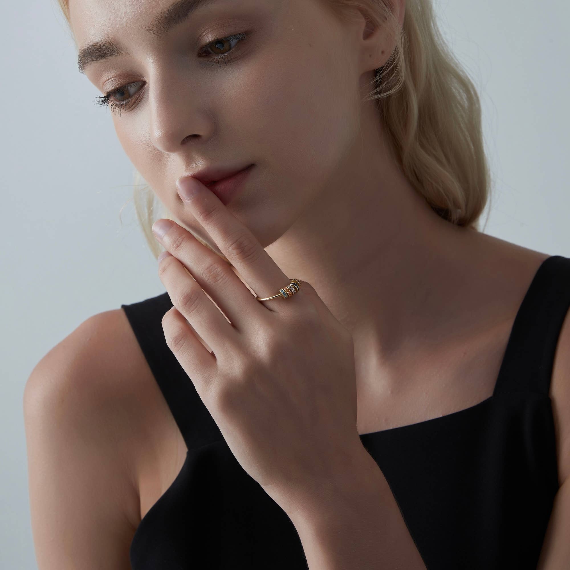 Perimade & Co. LLC - Wholesale Multi-Stone Ring - Rainbow Bead Fidget Spinner Ring in 925 Sterling Silver9