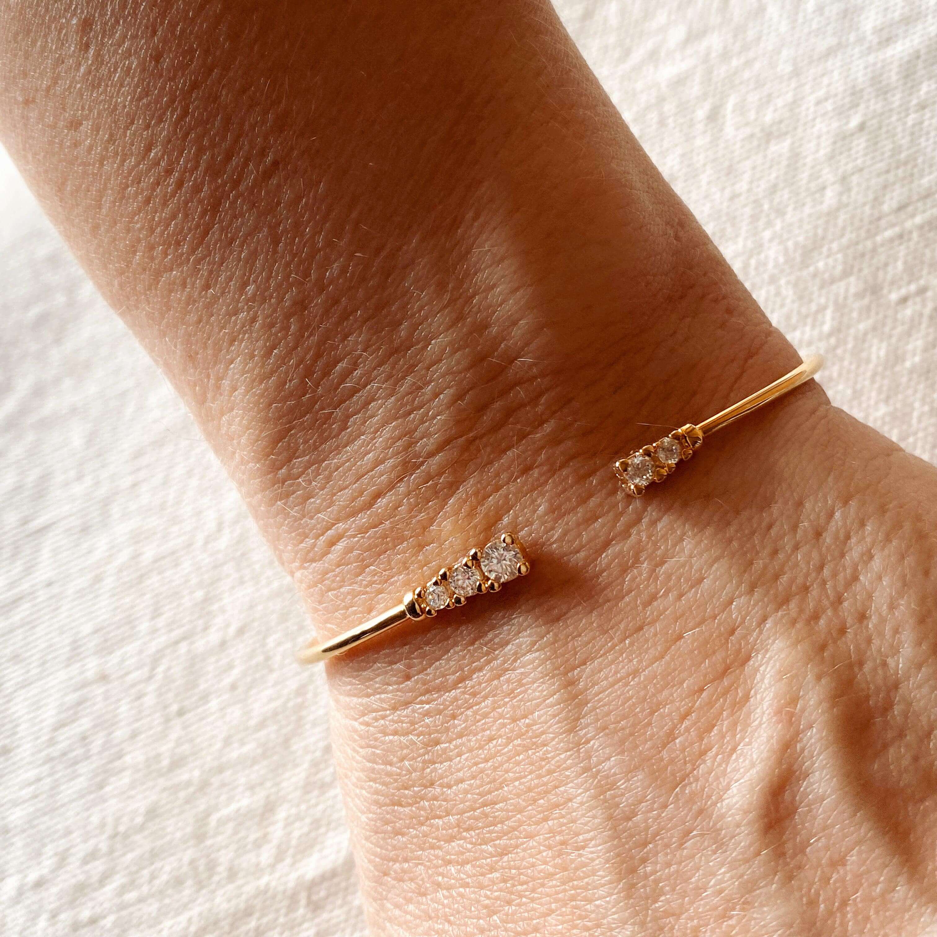 GoldFi - Wholesale Cuff Bracelet - Dainty 18k Gold Filled Cuff Bracelet with Cubic Zirconia Stones1