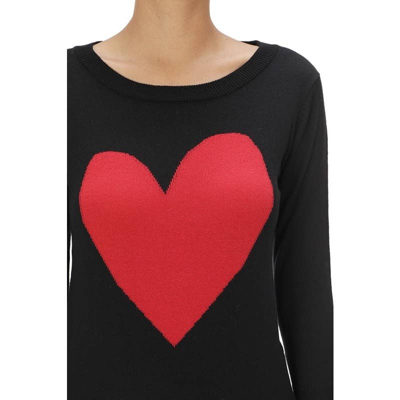 Mak – wholesale Pullovertröja - Dam – Heart Chenille Crewneck 3/4 ärm tröja MK359522