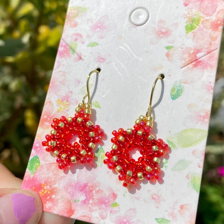 Fuego Beaded Mini Mandala Earrings for wholesale by Evida Co.