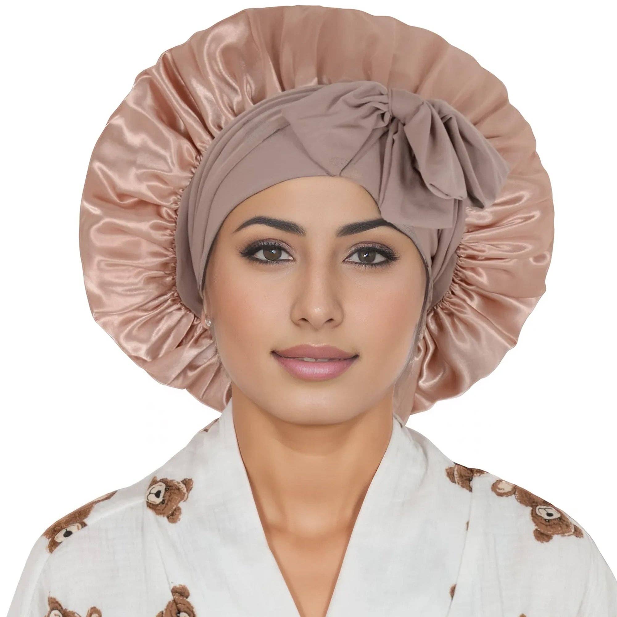 AK Brand - Vente Bonnet de nuit – femme - Bonnet en soie doublé satin avec long ruban à nouer6