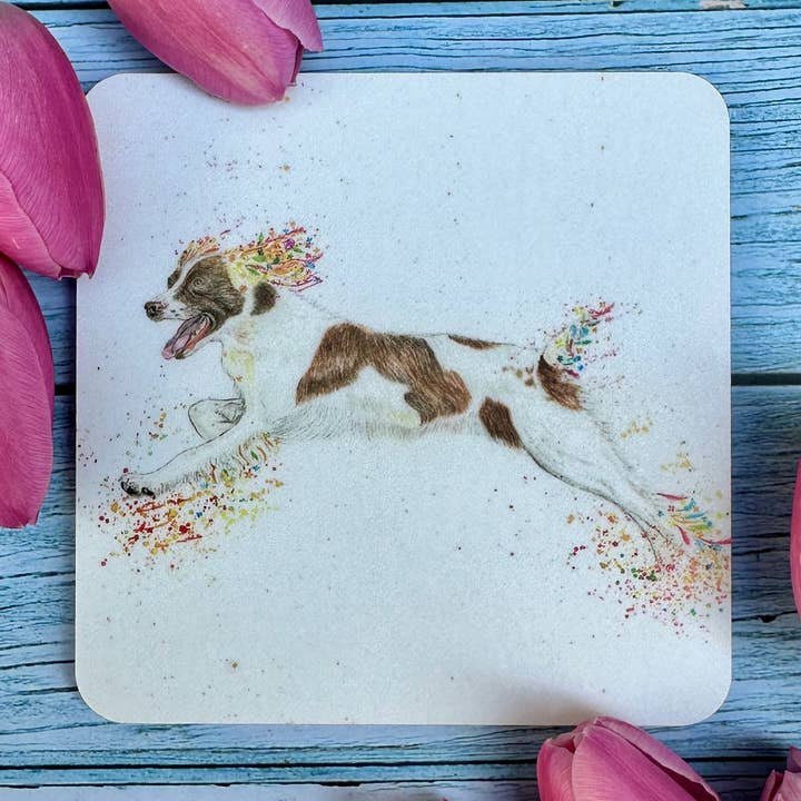 Dog Cute Spaniel Eco Friendly Cork Coaster | UK Made FSC for wholesale by Jen Winnett Eco Artist