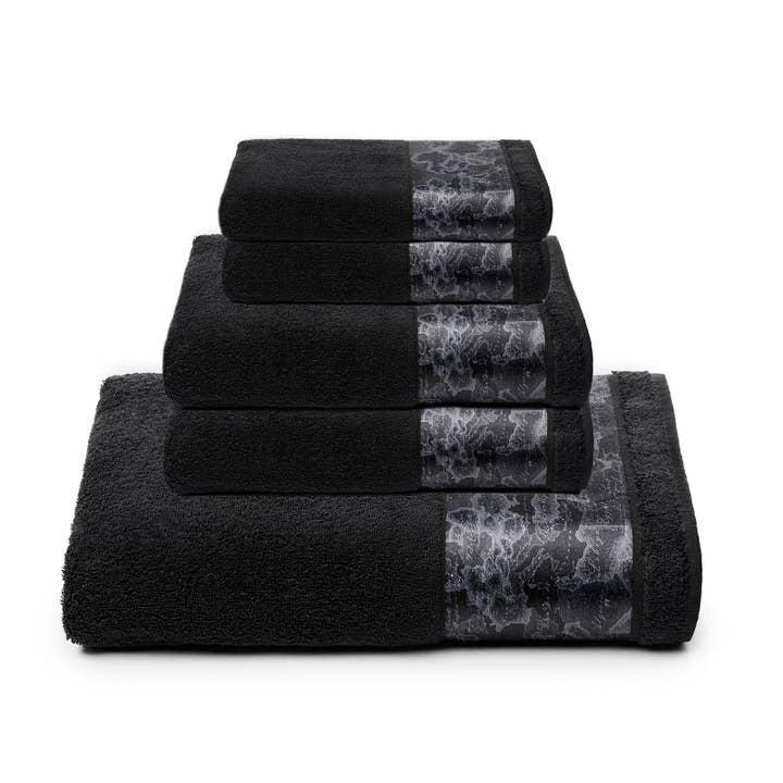 Ensemble de serviettes éponge en coton Geo Night Alviero Martini 1A Classe Geo pour la vente par caleffi spa