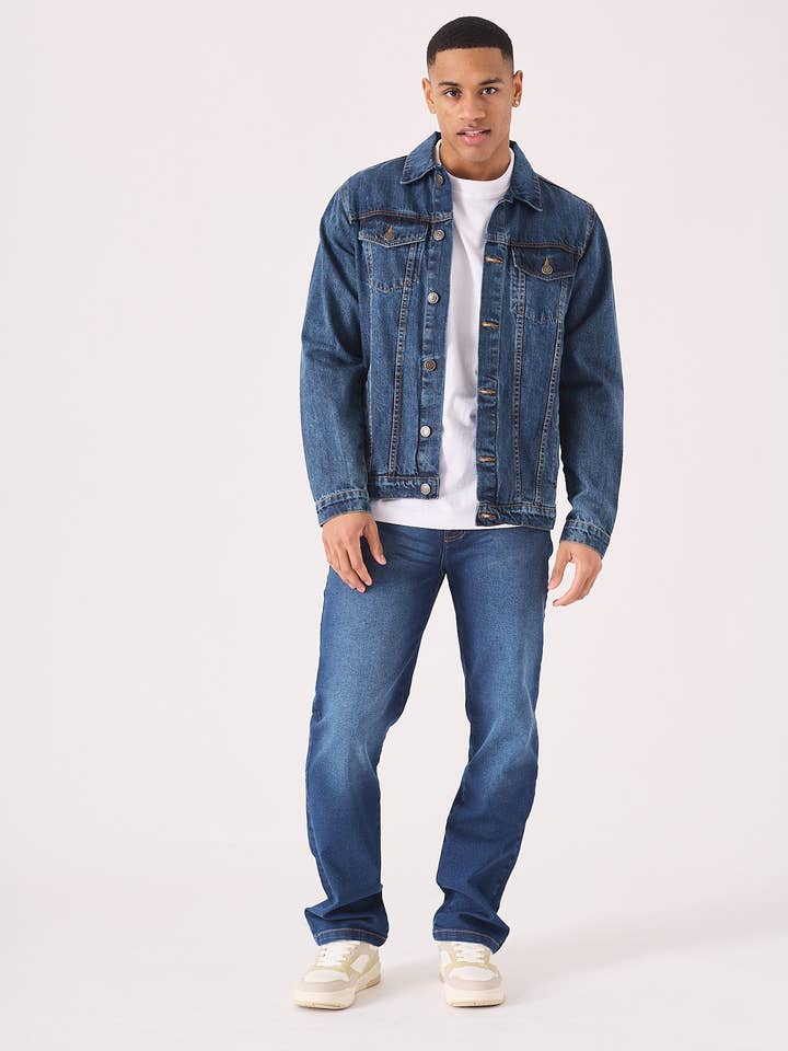 Midshore WESTERN DENIM JACKET - MID BLUE WASH for wholesale by JMOJO UK Limited