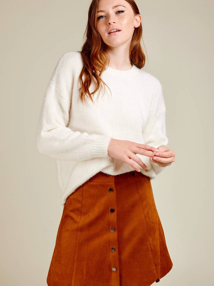 Andy & Lucy - Vente Jupe – femme - JOHAN - Jupe courte en suedine coupe tulipe