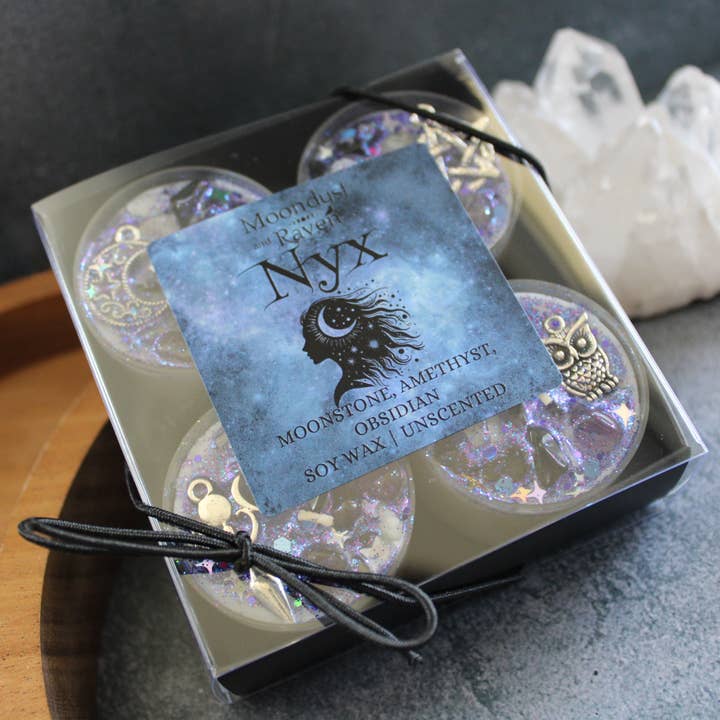 Moondust and Raven - Wholesale Theelichtjes - Nyx Theelicht Kristallen Kaarsen, Godinnen Rituele Kaarsen3