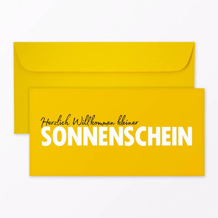 Baby card “Welcome Sunshine” DIN long including envelope for wholesale by TYPOP