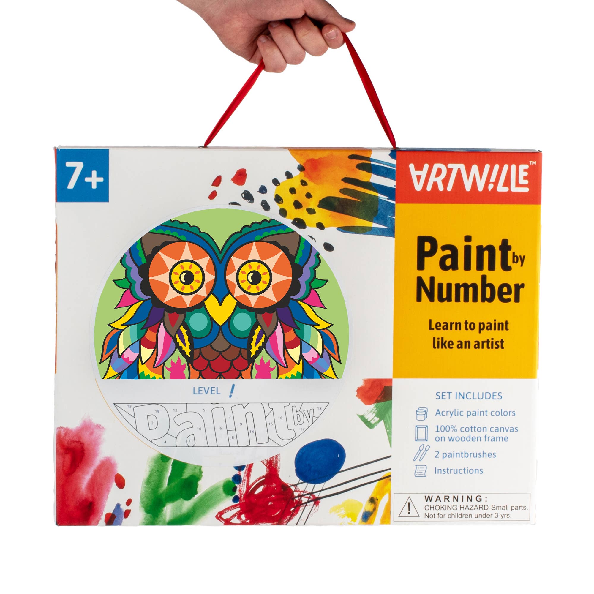 Fainotoys - Vente Assortiments de peinture - Peinture à faire soi-même Artwille par numéros - Hibou, niveau 11