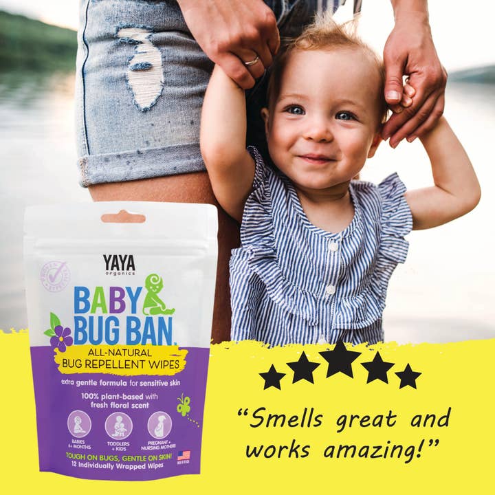 YAYA Organics - Wholesale Insect Repellent - Baby Bug Ban Wipes - 12 pack pouch6