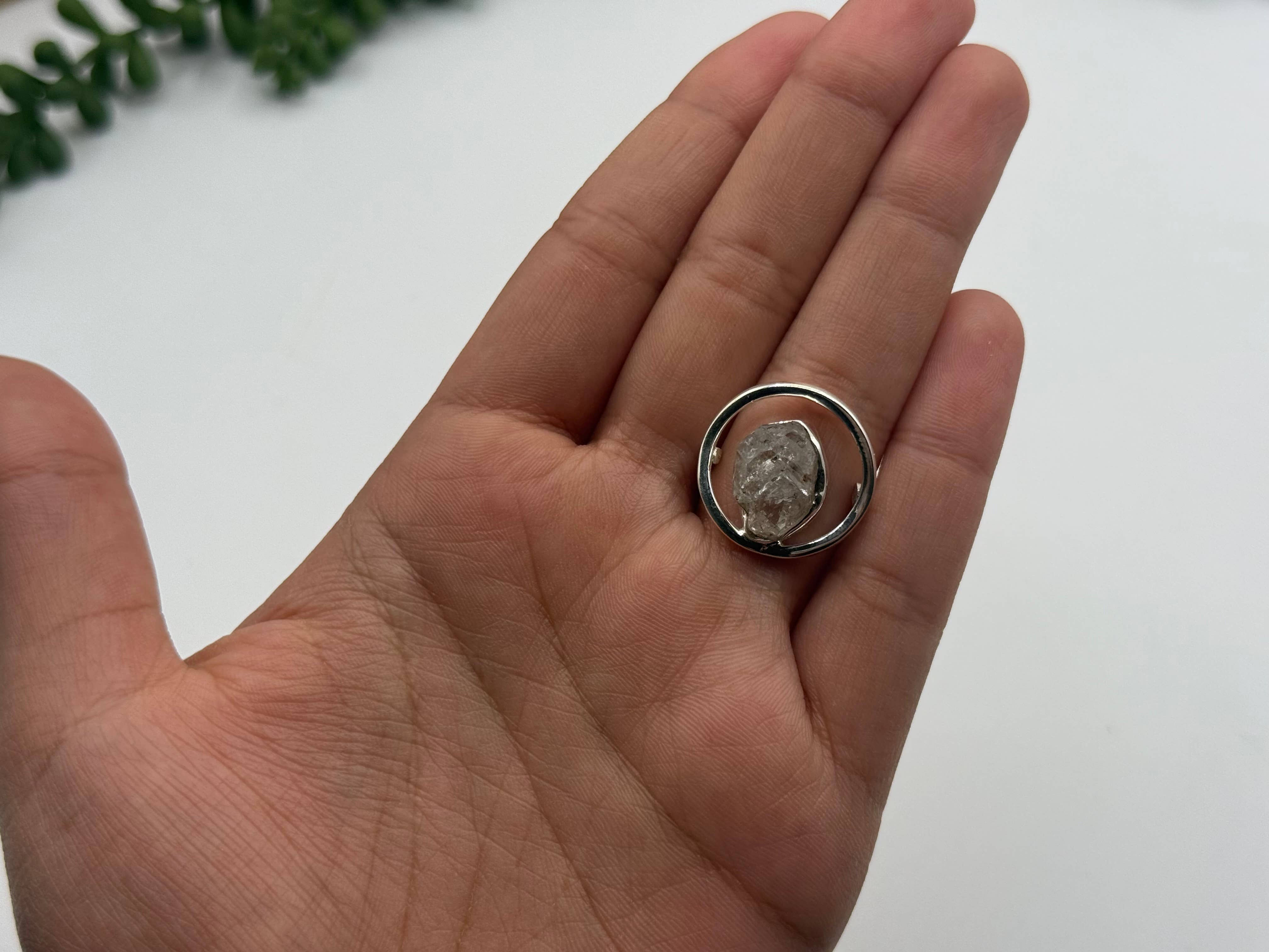 Meraki Gemstones - Wholesale Single Stone/Solitaire Ring -  Herkimer Diamond Rough Gemstone 925/Sterling Silver Ring 4