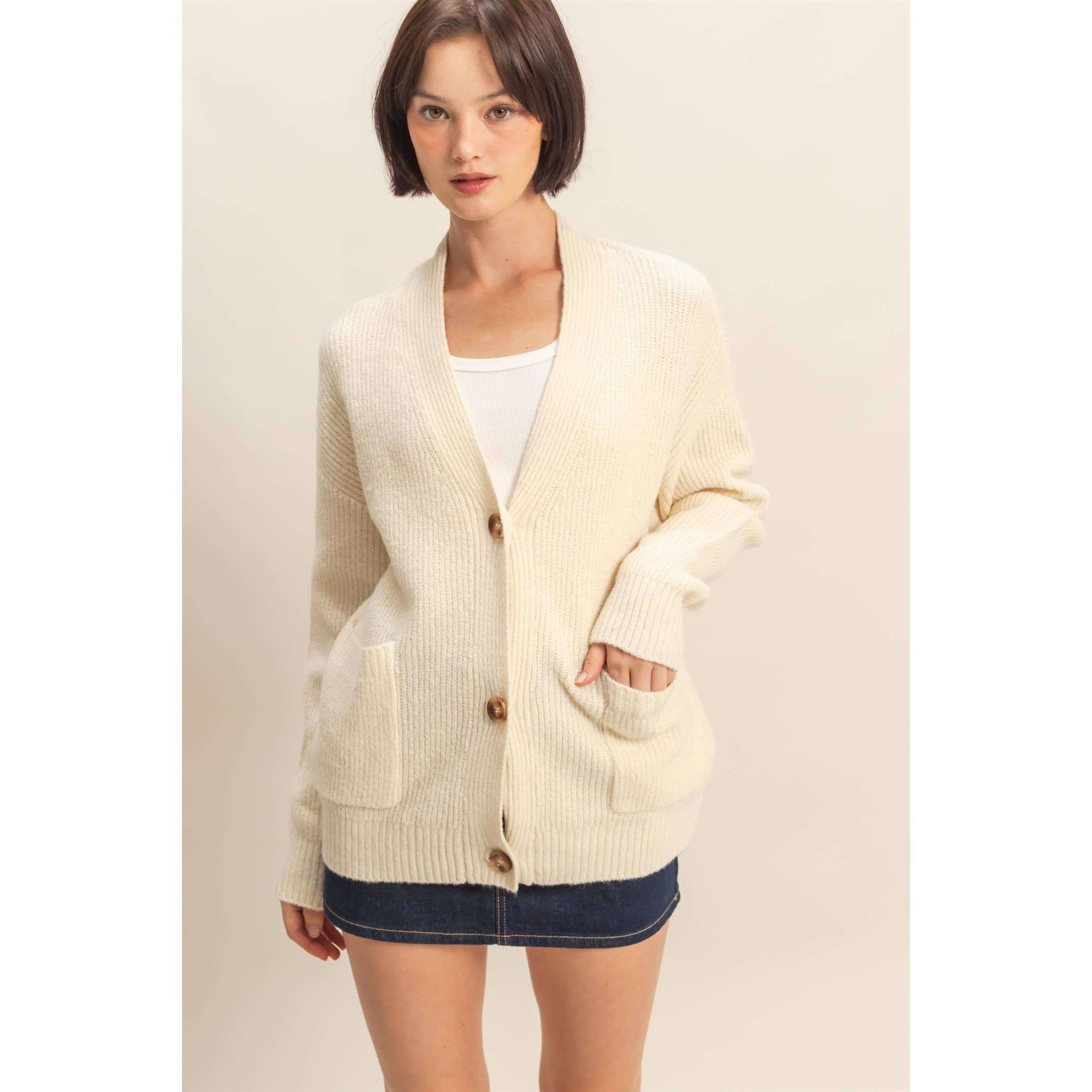 HYFVE - Wholesale Cardigan - Women's - Oversized Sweater Cardigan With Front Pockets5