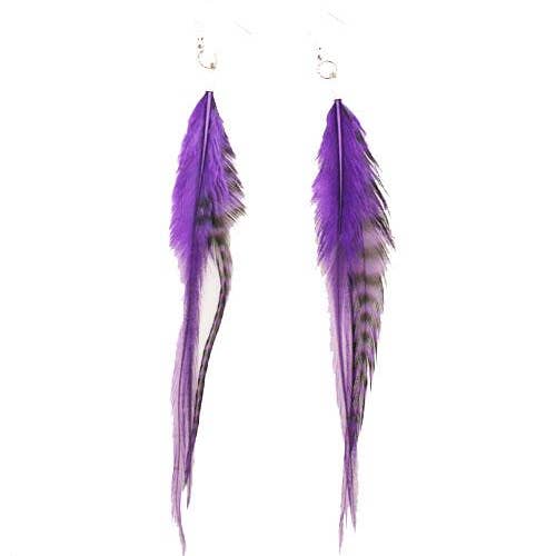 Mia - Wholesale Dangle Earrings - Mia Feather Earrings Earrings - Purple