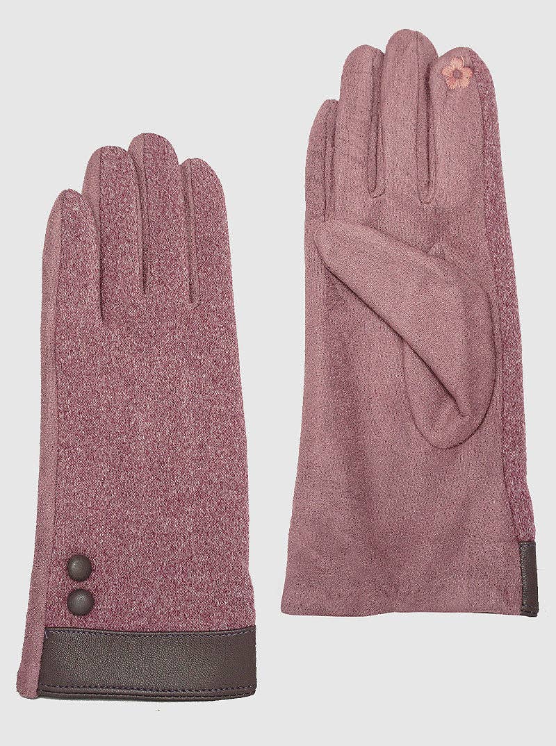 Wild Honey - Wholesale Gloves - Women's - SUEDE LEATHERETTE INSULATED TOUCHSCREEN BUTTON GLOVES3