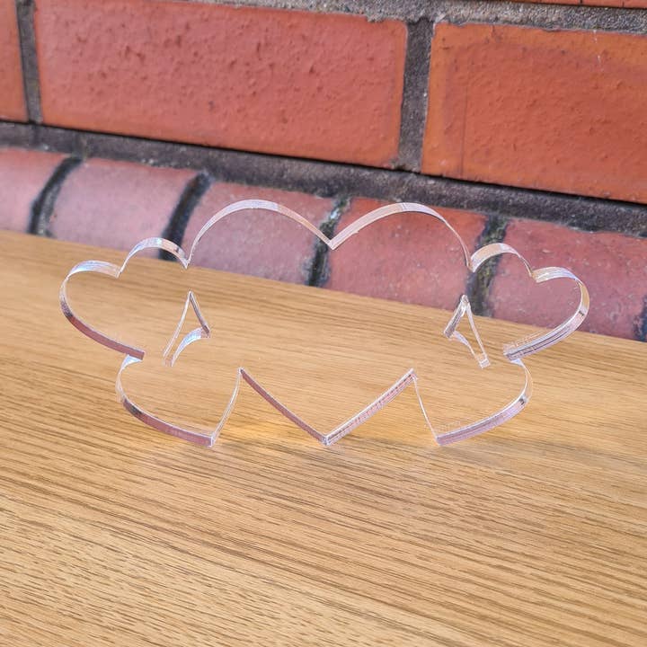 10mm Acrylic Heart With 4 Hearts for wholesale by Manchester Craft Blanks