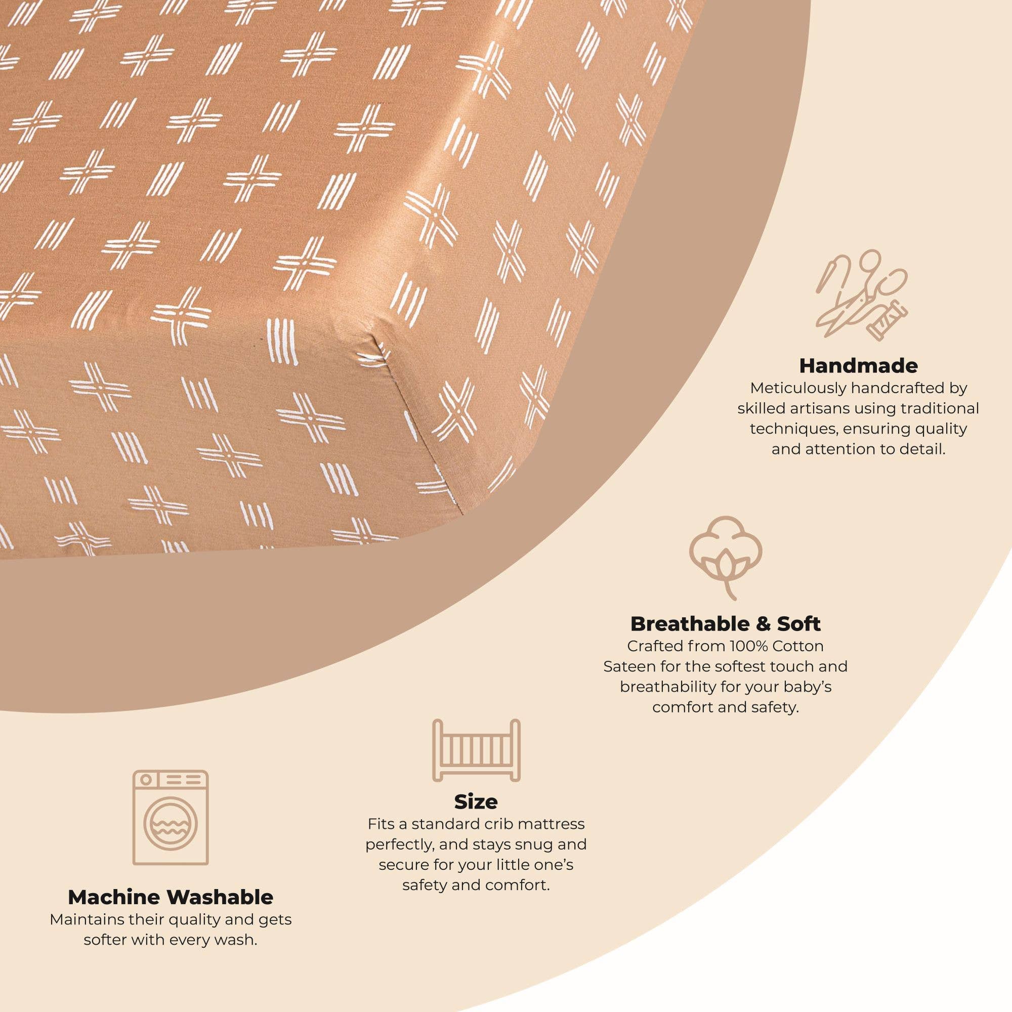 Crane Baby - Wholesale Cot/Crib Sheets - Kendi Crib Sheet (Copper Dash)1