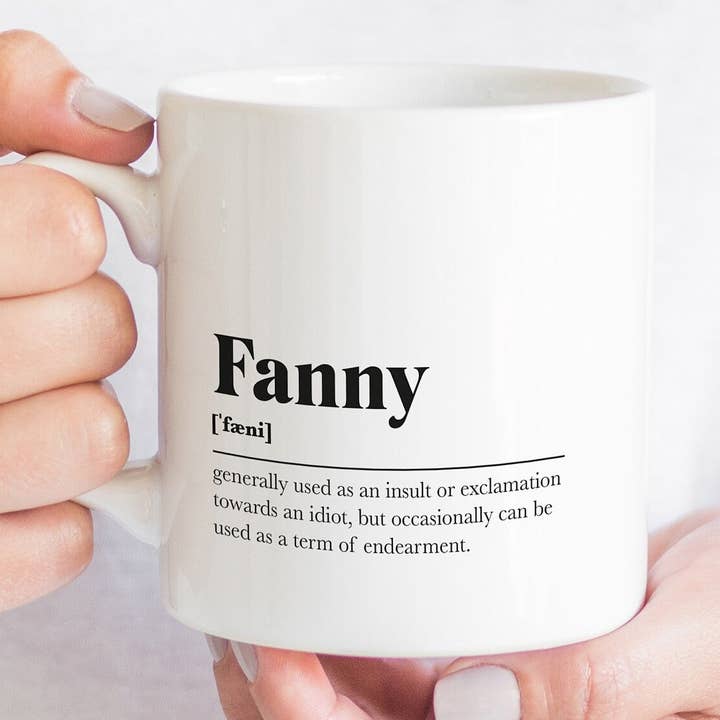 Kalloway Design – wholesale Coffee mug – Fanny Greeting Scots Saying Mug Housewarming Gift Living Minimalist Monochrome Typography Funny Scandi Scotland Slang Definition Scottish0