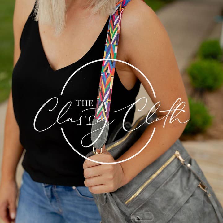 The Classy Cloth WS - Wholesale Backpack - Women's - Chloe Convertible Backpack - Grey - Blush Brown Grey Geo RTS3