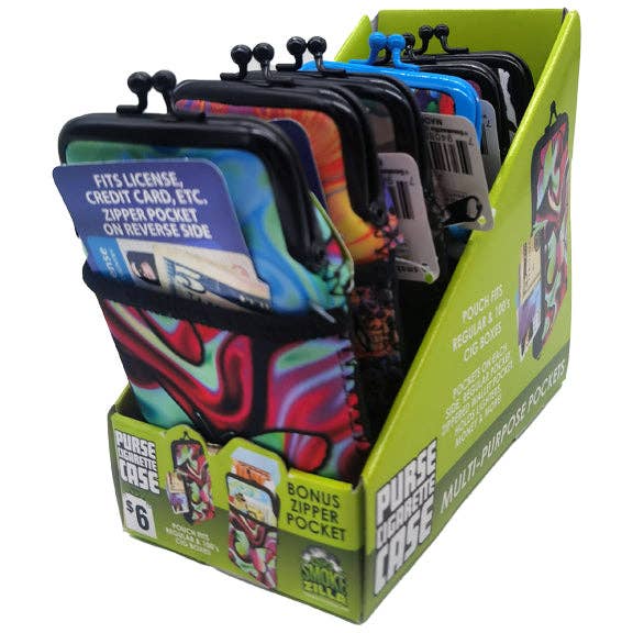 Novelty Brands - Wholesale Retailer Display - Home & Living - Cigarette Case with Zipper Pocket Assortment- 6/Display