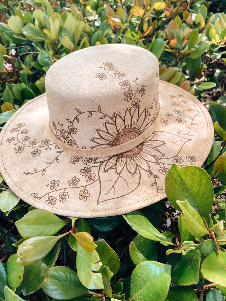 Kids Boho Style Boater Hat "Wild Sunflower" for wholesale by Wildflower Hat Studios