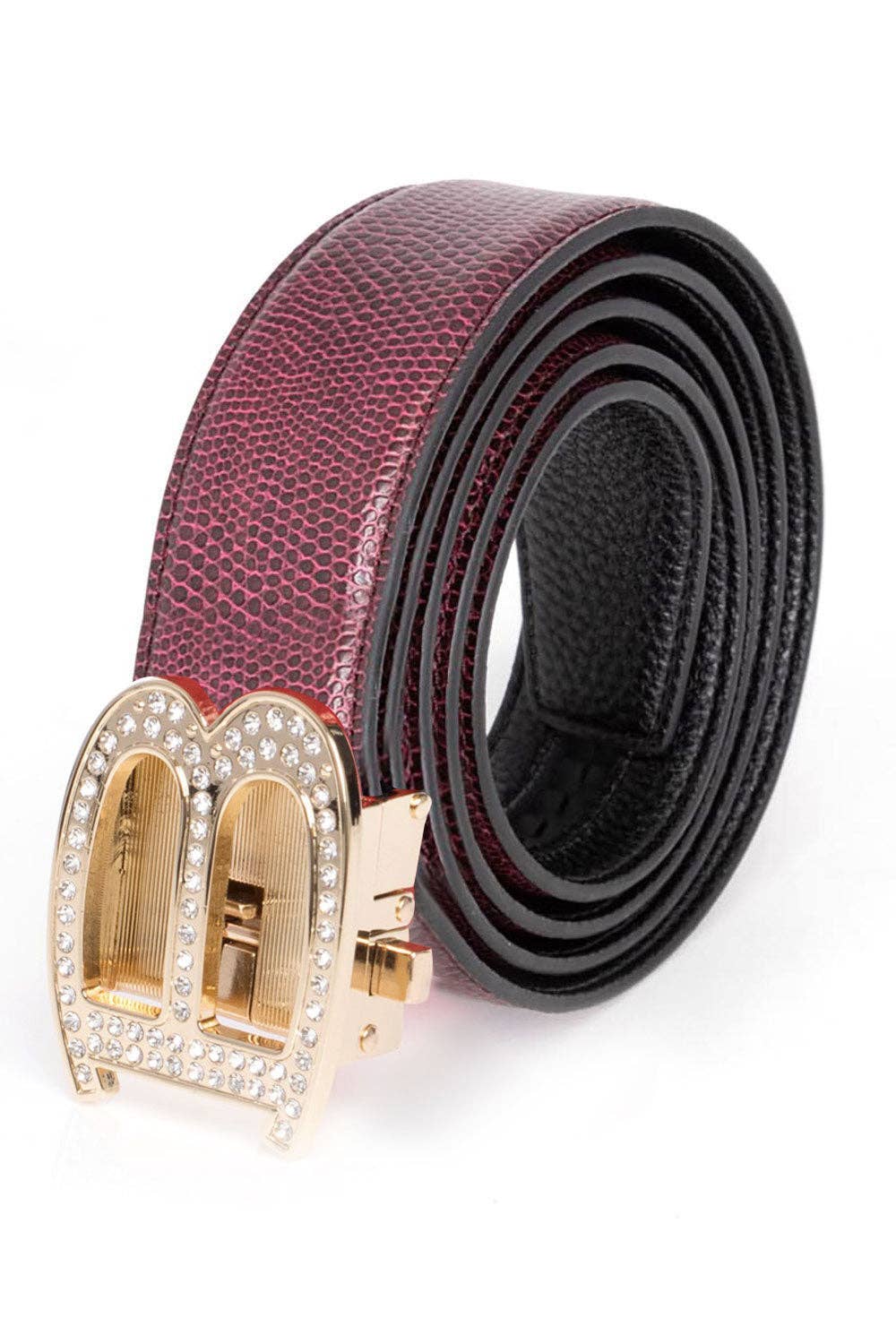 BARABAS – wholesale Belt – Men's – Men's Rhinestone B Letter Buckle Leather Belt BK8106
