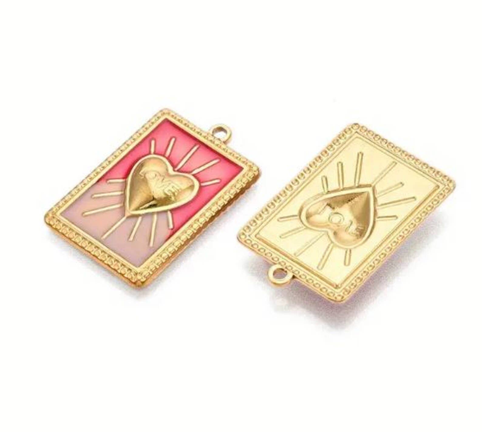 Wild & Free – wholesale Individual charm/pendant – Colgantes Rectangulares de Oro con Corazón y la Palabra "LOVE"2