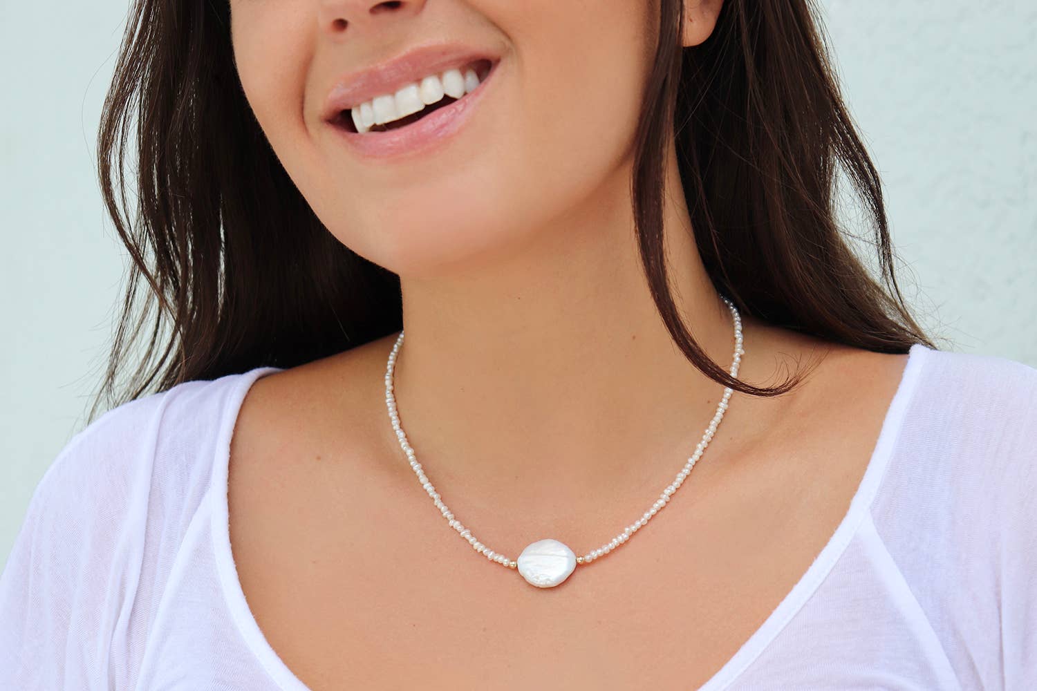 Kaylie Dawn Jewelry - Wholesale Beaded/Pearl Necklace - Mystic Coin Pearl Gemstone Beaded Necklace Handmade in USA7