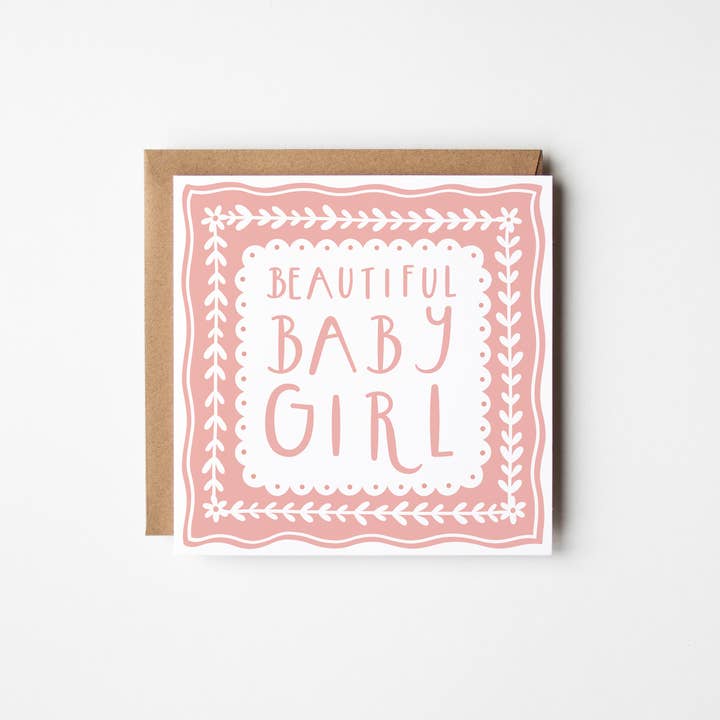 Beautiful baby girl - new baby - congratulations card for wholesale by Once upon a Dandelion