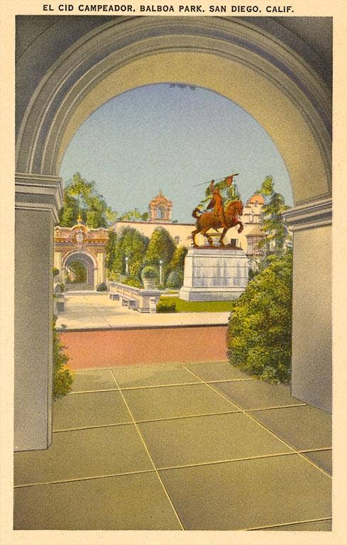 Found Image Press - Wholesale Sticker - Sticker SD-271 El Cid Standbeeld, Balboa Park, San Diego, Californië0