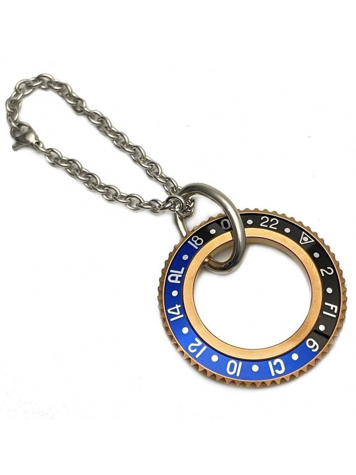 SPEEDOMETER OFFICIAL PVD BRONZE KEYCHAIN COLOR BLACK/BLUE for wholesale by Speedometer Official