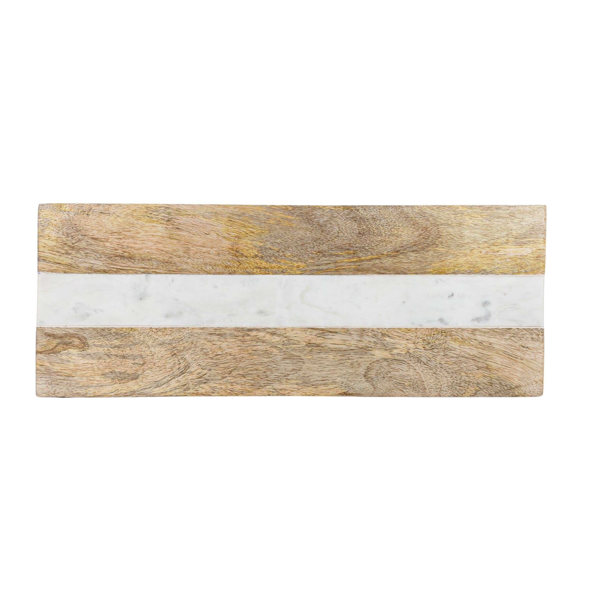 Foreside Home & Garden - Wholesale Serving Tray - Murphy Elevated Serving Board Mango Wood & White Marble2