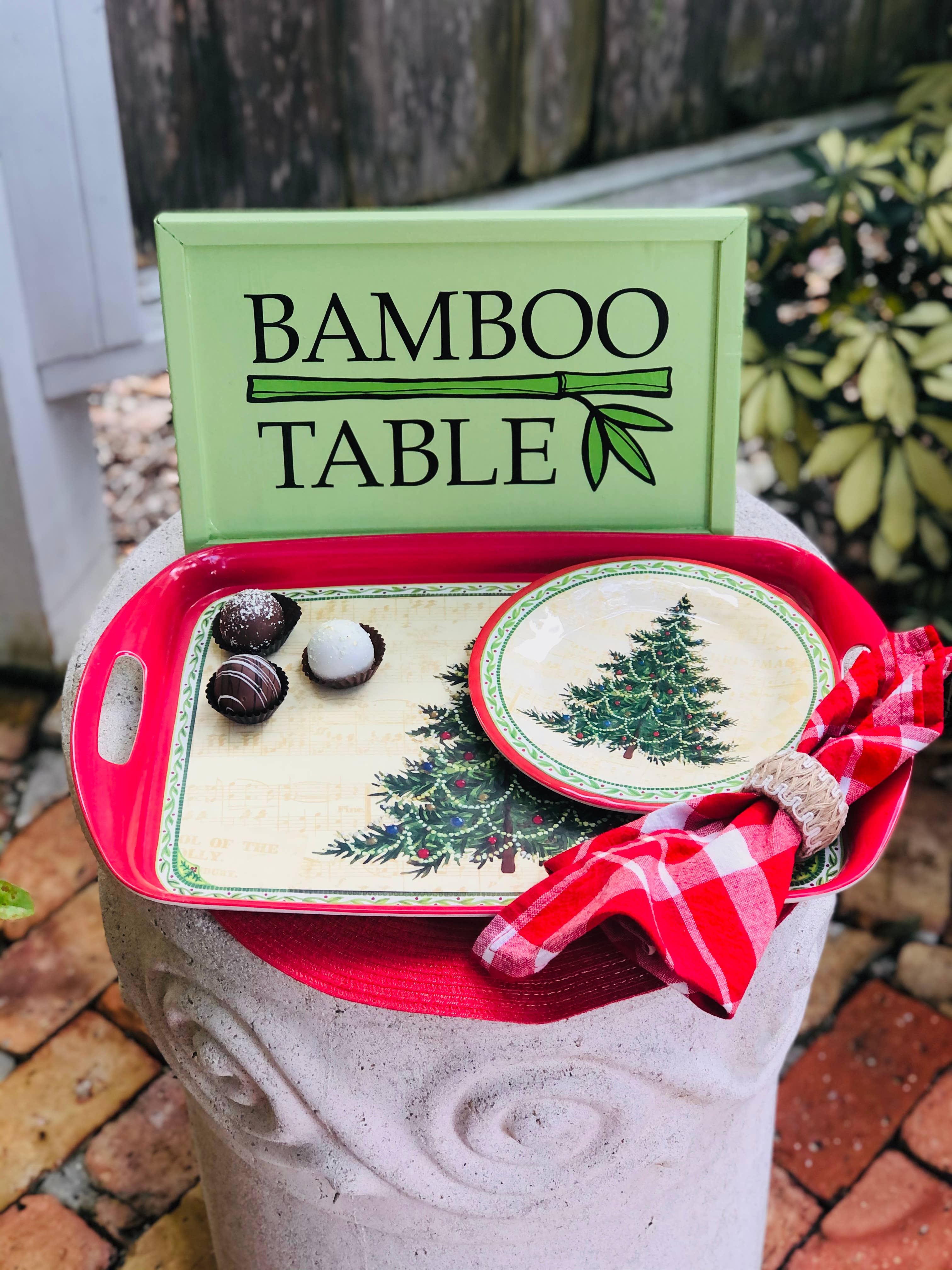 Bamboo Table - Wholesale Serving Tray - Merry Christmas Tree Bamboo Serving Tray/ Hostess Gift3