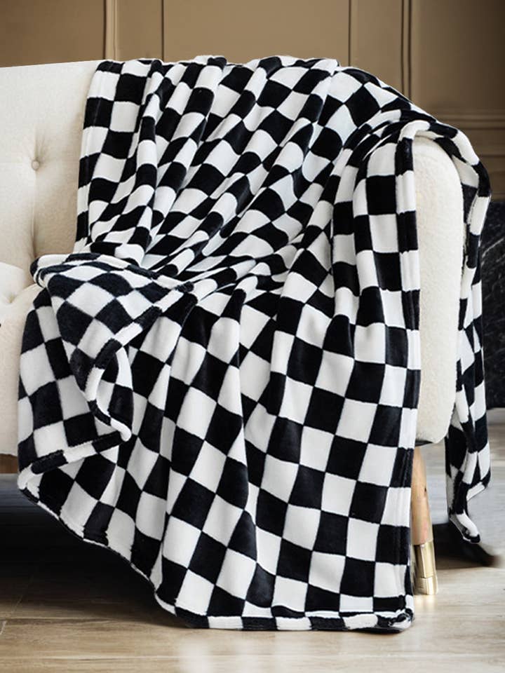 Fashion-W Checkerboard Print Soft Throw Blanket 120*200cm for wholesale by fashionworks