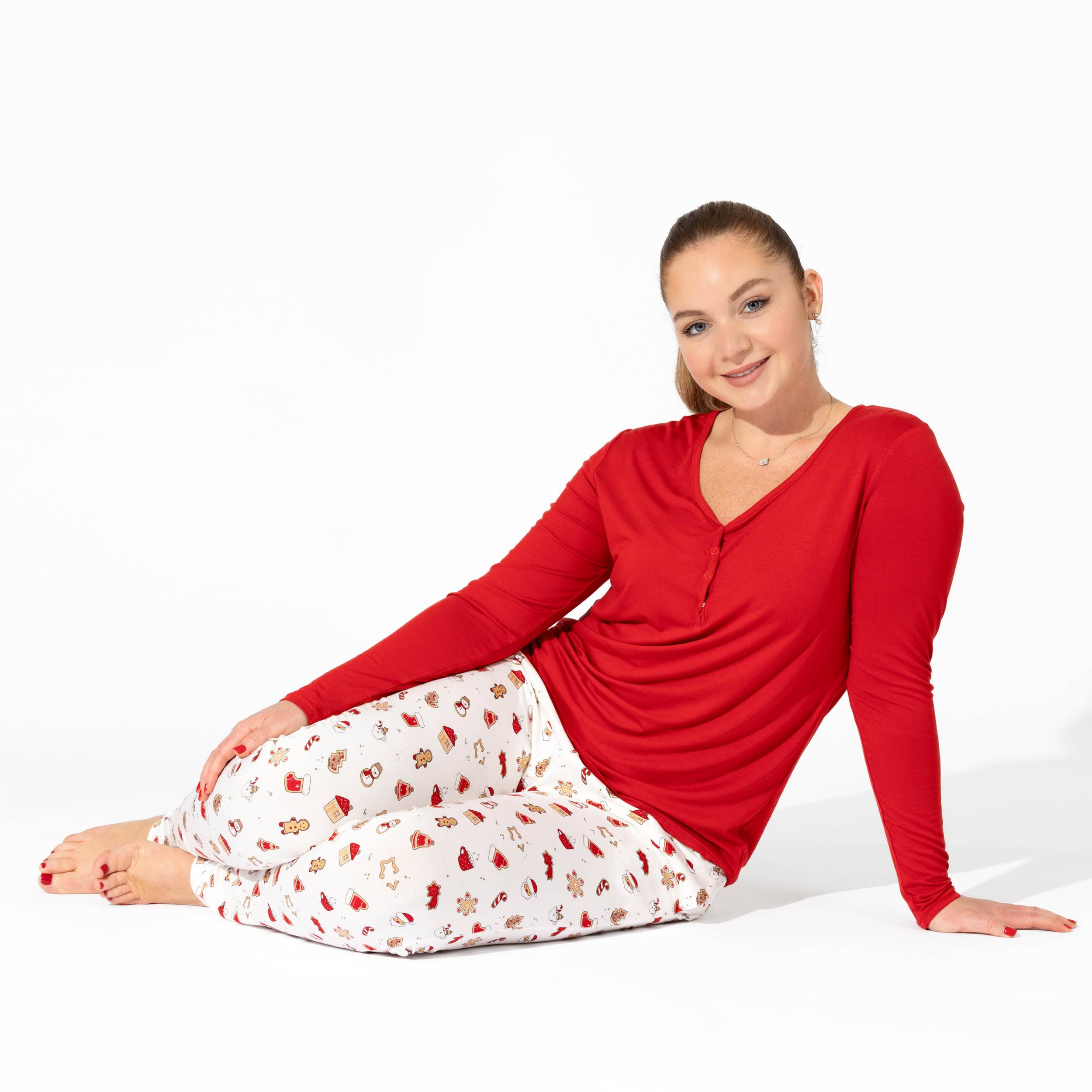 Bellabu Bear - Vente Haut et bas de pyjama – femme - Ensemble de pyjama en bambou pour femmes "Biscuits de Noël au sucre"6