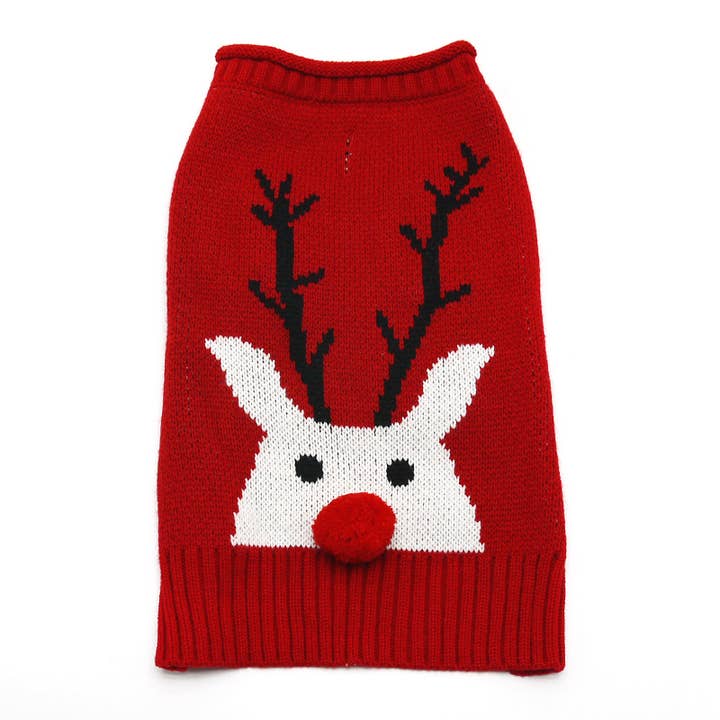 Dogo Pet - Wholesale Pet Sweater - Dog - Red Nose Reindeer Sweater