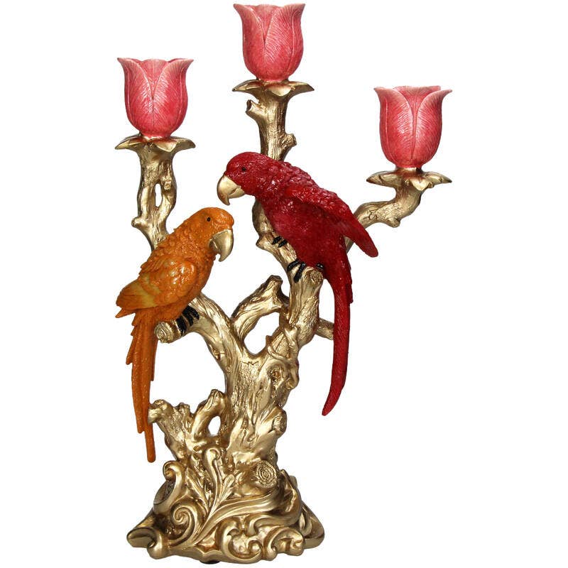 Trendhero.nl/b2b - Wholesale Candle Holder - Candle Holder Bird Red & Orange Multi - 37.5 cm3