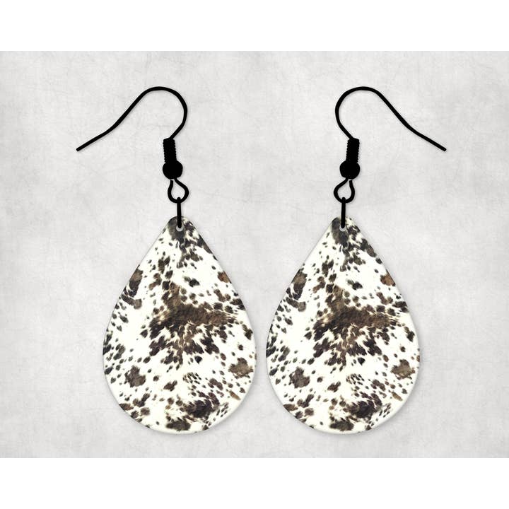 Brown Cow Print Teardrop Earrings for wholesale by The Goblin Saloon
