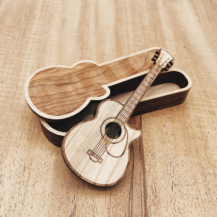 Miniature Wood Guitar & Case for wholesale by The Wooden Pin
