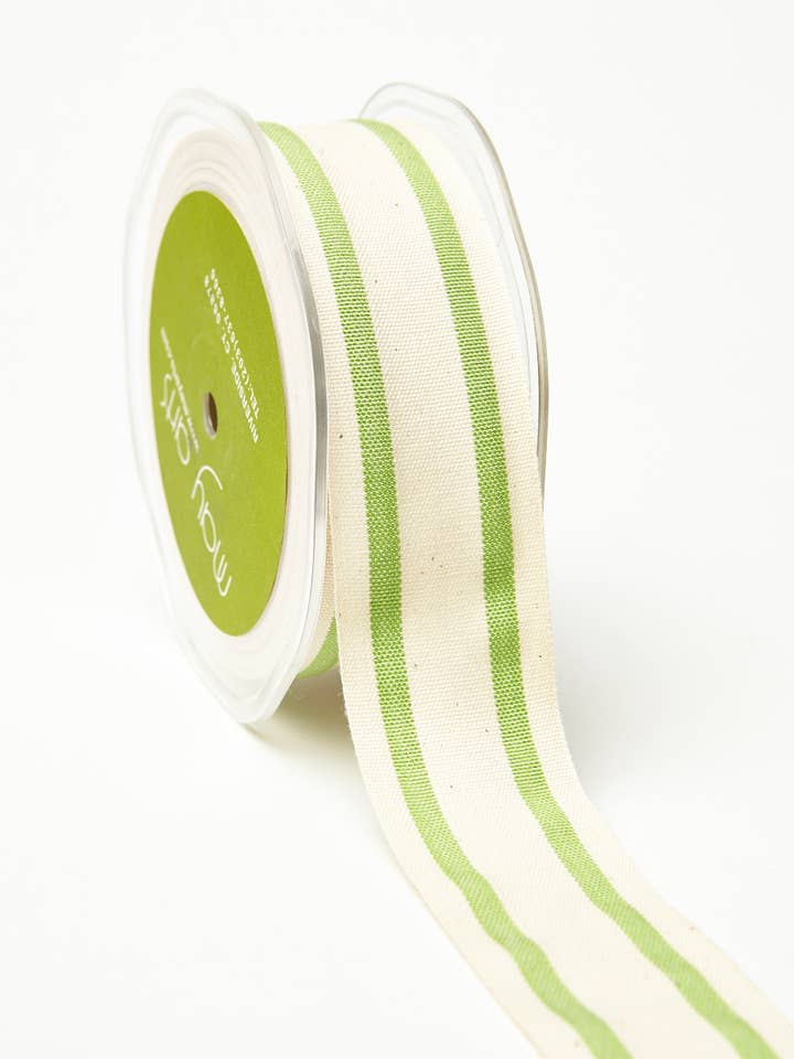 Cinta de rayas dobles de algodón tejido verde apio de 1.5 pulgadas para venta al por mayor de May Arts Ribbon