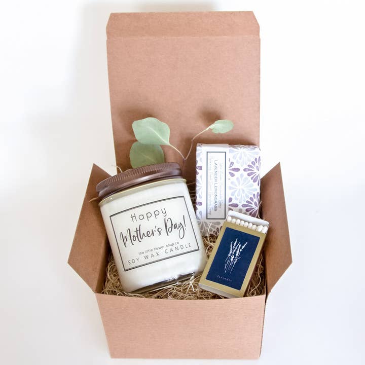 The Little Flower Soap Co - Wholesale Bath & Body Set - Mother's Day Candle and Soap Gift Set - Gift for Mom