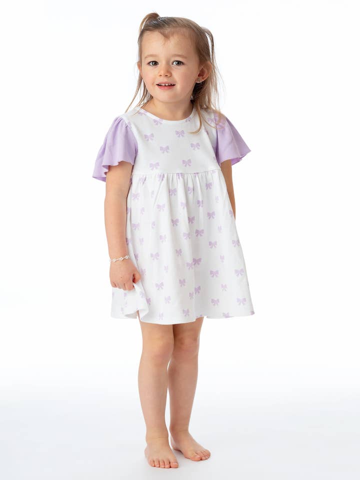 Organic Cotton Alice Ruffled Dress - Bow for wholesale by Moylings