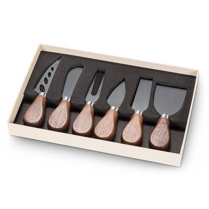 Set of 6 Walnut Handled Cheese Knives for wholesale by Abbott