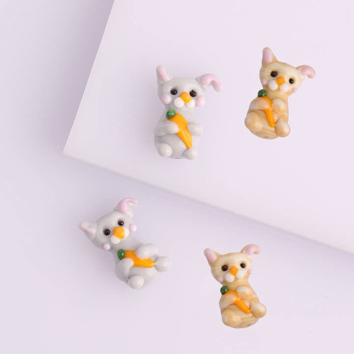 Adamodart - Wholesale Individual Charm/Pendant - Glass Rabbit carrot Bead, spacer bunny charm, DIY jewelry