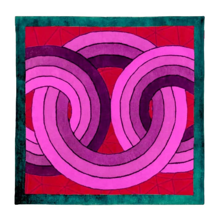 Maia Handgetufteter Wollteppich mit geknoteten Kreisen auf quadratischem Grund, Grün für den Großhandel von Maia Homes