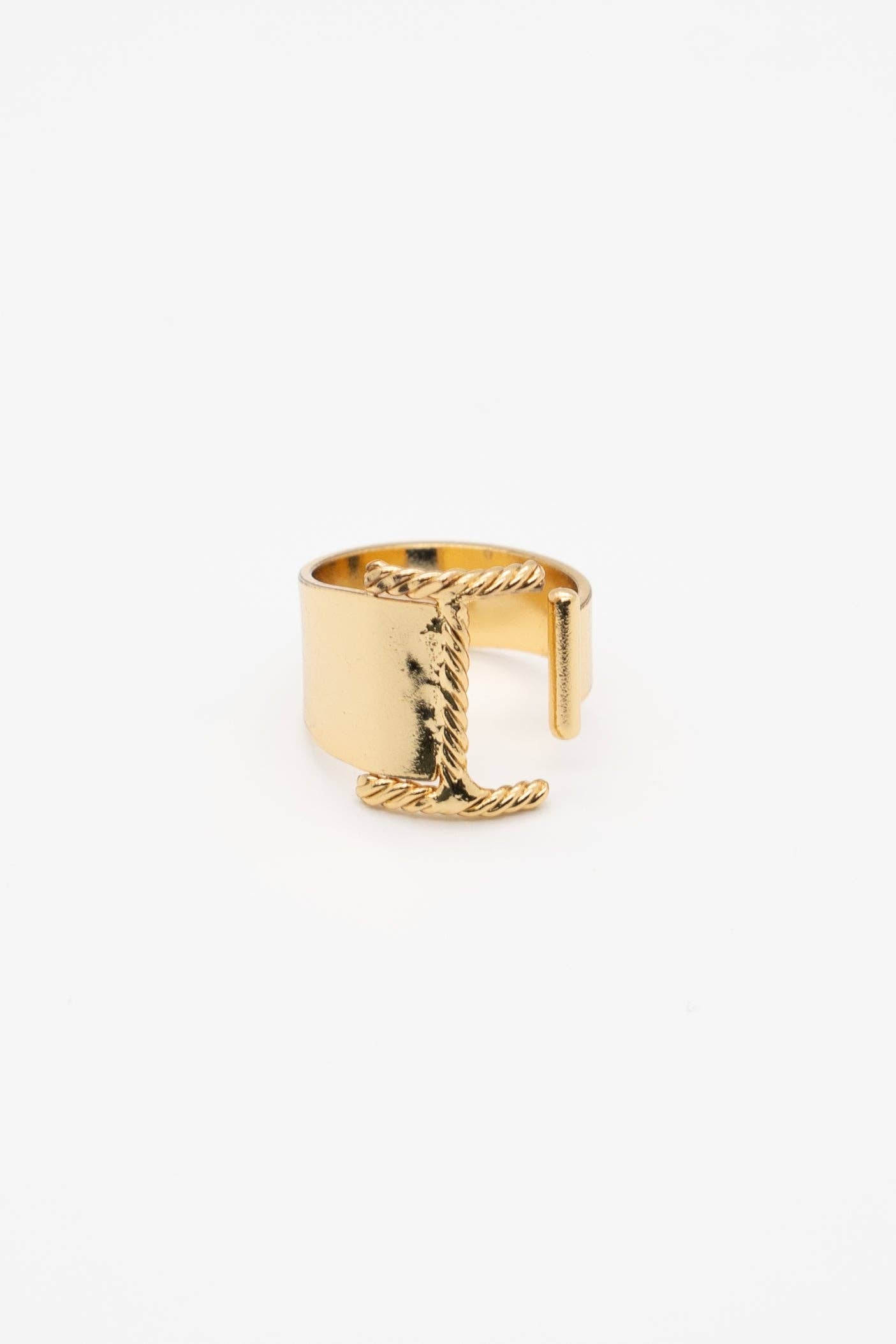 Brenda Grands Jewelry - Vendita all'ingrosso Anello midi/a fascia - Anello Iniziale Aspen in Oro 24K (Regolabile)12