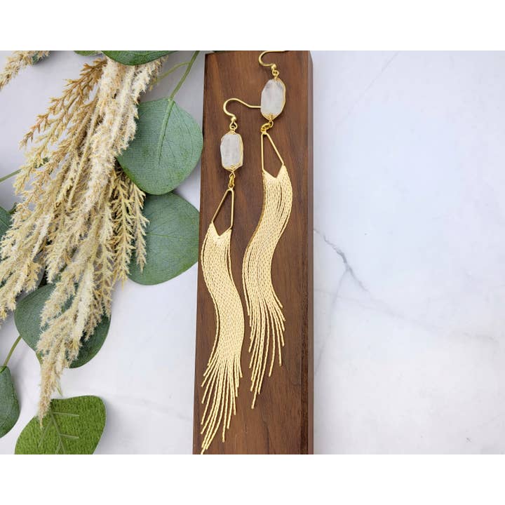 WonderLight Jewelry – wholesale Tofsörhängen – Ädelstensfransörhängen - klar kvarts/klarhet1