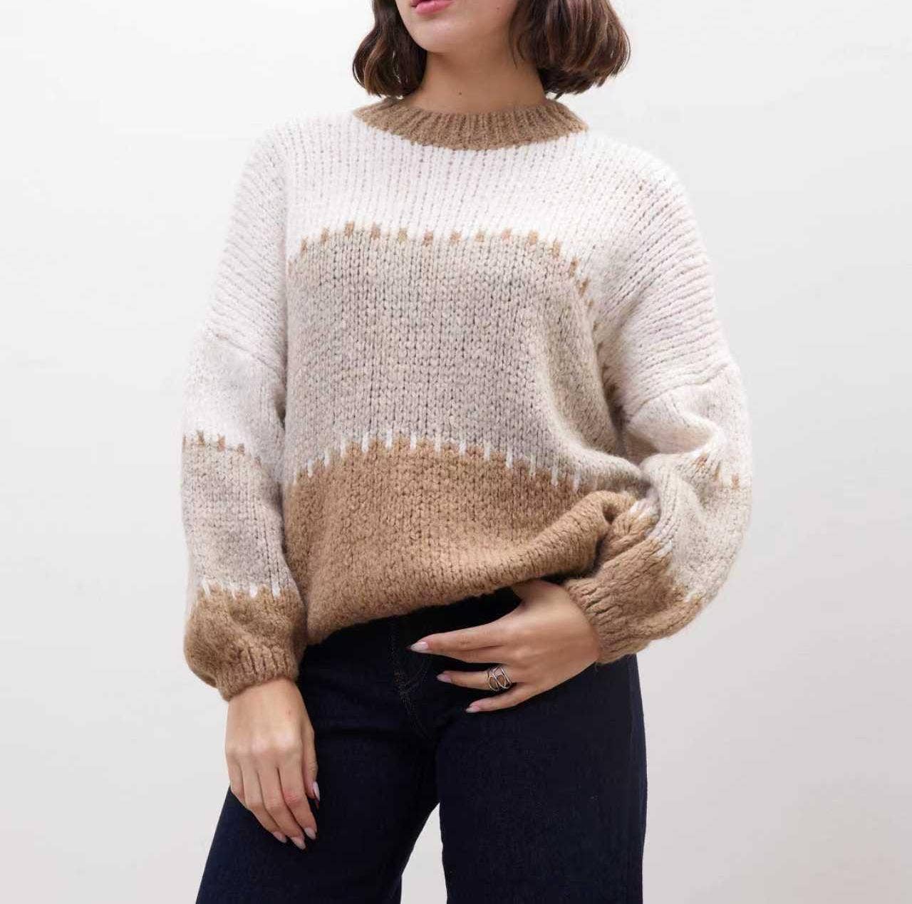 AMELÉ - Wholesale Knit Sweater - Women's - Color block sweater4