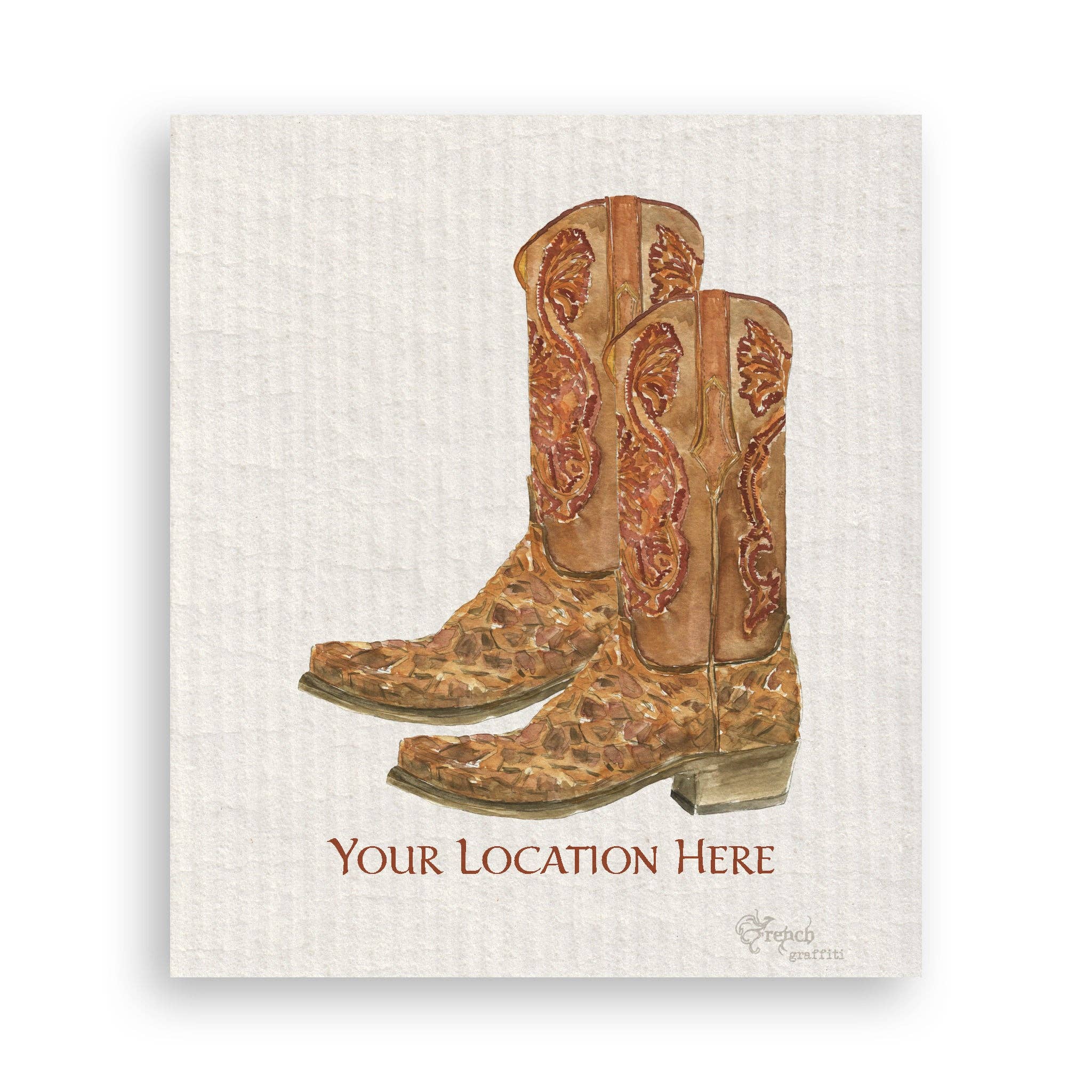 French Graffiti – Engroshandel Viskestykke – Brune cowboystøvler med placering15