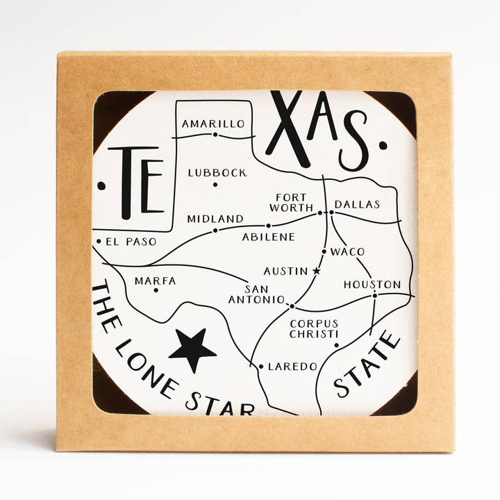 Texas State Map Coaster Set for wholesale by Easyhand Goods – formerly Onderkast