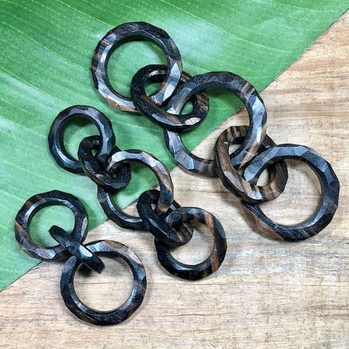 Corrente de Madeira Natural Preta/Castanha Entalhada à Mão por atacado de Bead Goes On